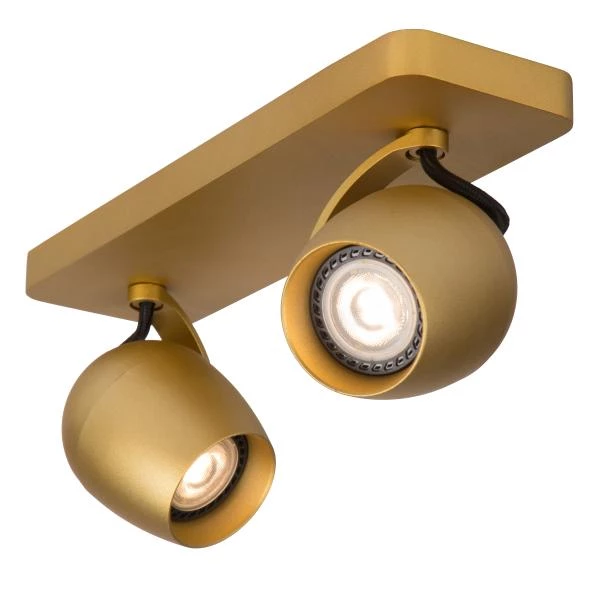 Lucide PRESTON - Ceiling spotlight - LED Dim to warm - GU10 - 2x5W 2200K/3000K - Matt Gold / Brass - detail 3